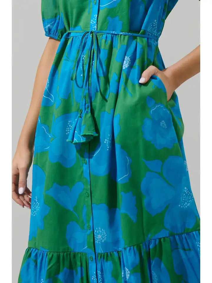 Sugar Lips Women's Rori Floral Beth Button Down Midi Dress