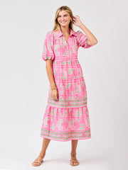 Mary Square Women's Eloise Dress - Trellis Tiles Pink