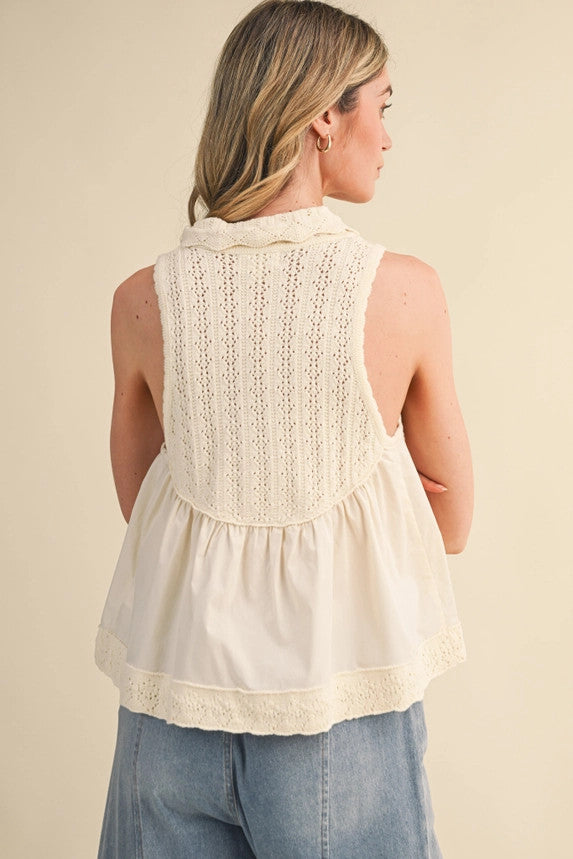 &merci Women's Collared Button Down Sweater - Oat Milk