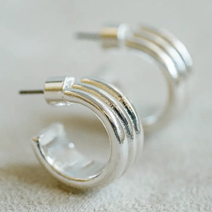 Smith & Co. Triple Mini Hoop - Silver