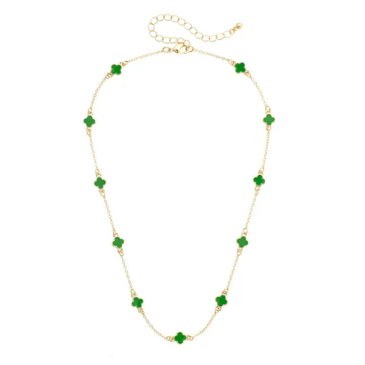 Canvas Margaret Dainty Clover Necklace - Green