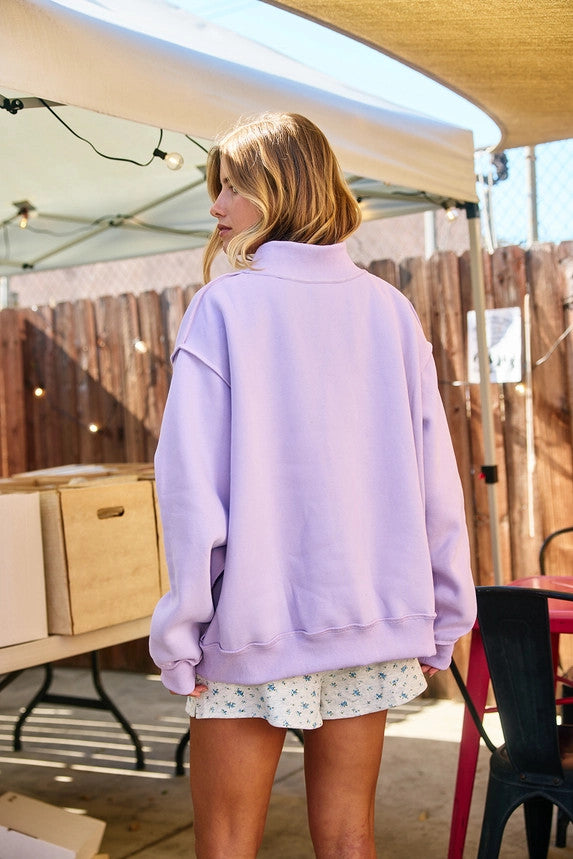 Bucket List Women's Jesus Mock Neck Sweatshirt - Lavender