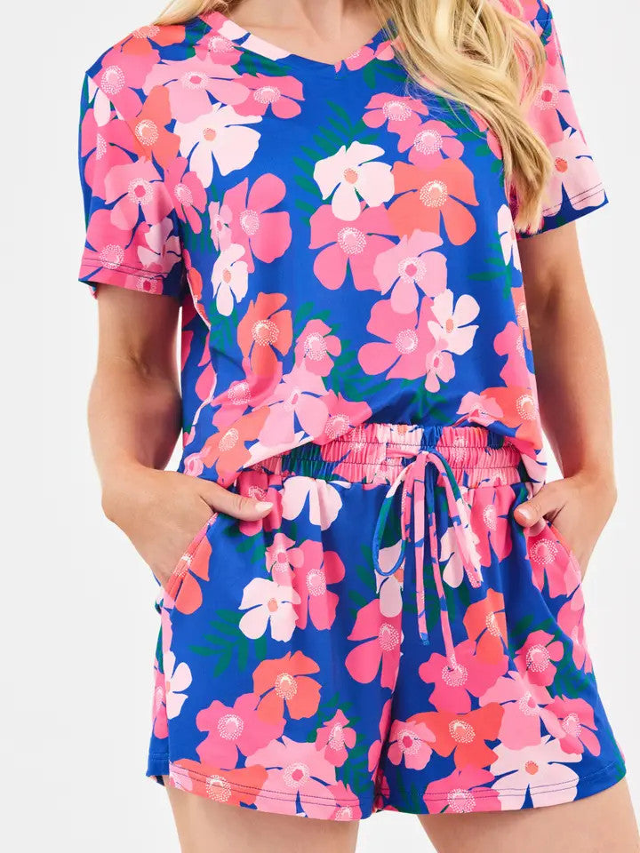 Mary Square Women's Alli Pajama Shorts Set - Petal Pop Blue