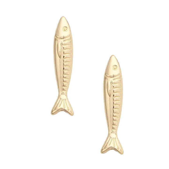Canvas Sardine Stud Earrings in Shiny Gold