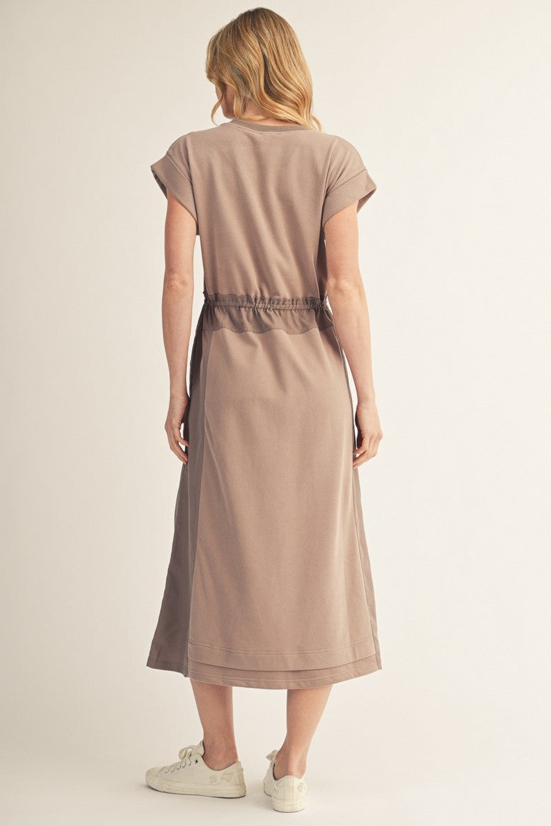 Jodifl Women's Cocoa Drawstring Waist Midi Dress