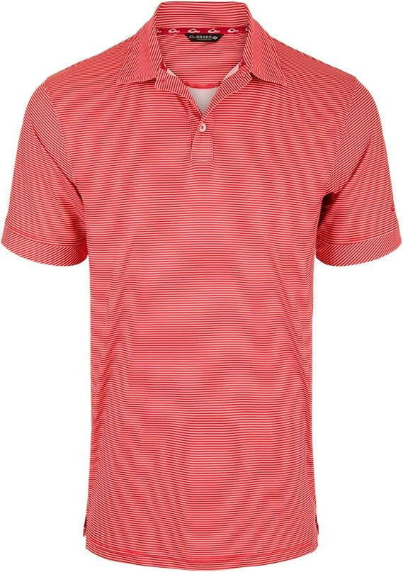 Drake Waterfowl Men's Performance Chalk Striped Polo Shirt -Baked Apple
