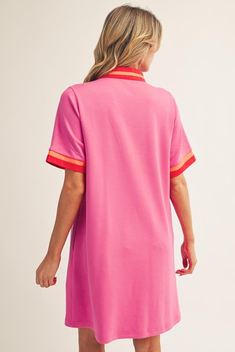 Jodifl Women's Hot Pink Casual Solid Dress