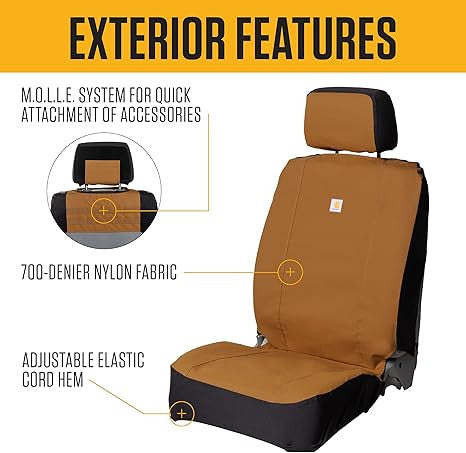 Carhartt 700D Nylon Canvas Fitted Bucket Seat Cover - Black