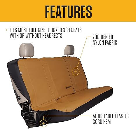 Carhartt 700D Nylon Duck Canvas Automotive Bench Seat Cover - Gravel