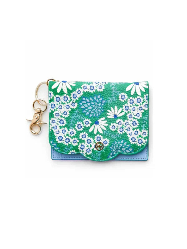 Mary Square Scalloped Daisy Chain Green Wallet