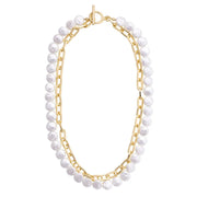 Canvas Coco Layered Pearl Linked Necklace - Shiny Gold