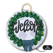DK Designs Gray "Welcome" Wreath Hanger + Mini