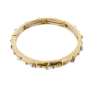 Jane Marie Gold Pearl, Crystal Artisan Stretch Bangle Bracelet