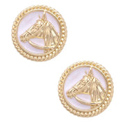 Canvas Thoroughbred Enamel Stud Earrings in White