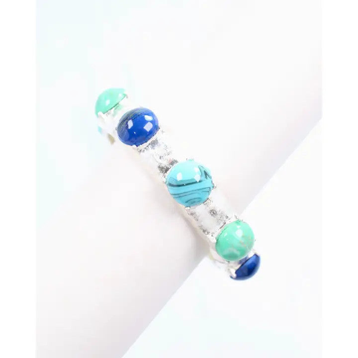 Caroline Hill Angellique Stone Stretch Bracelet Worn Silver