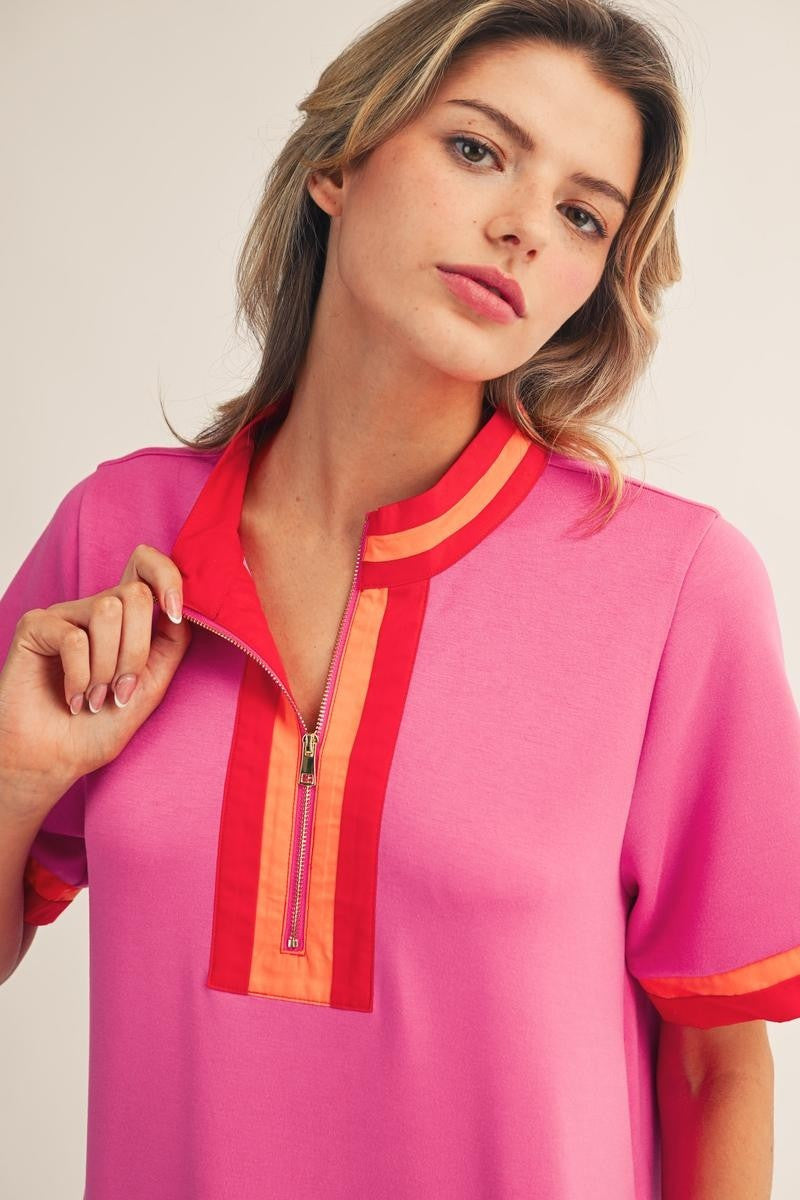 Jodifl Women's Hot Pink Casual Solid Dress