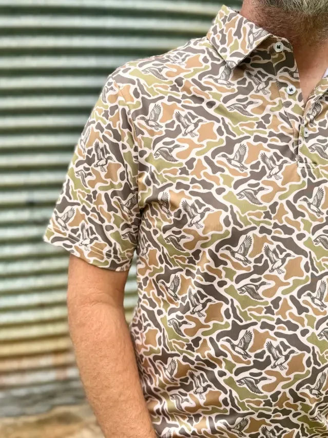 Happy By Rachel Men's Performance Camo Duck Polo