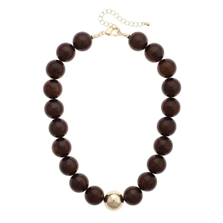 Canvas Marjorie Fall Beaded Necklace - Brown