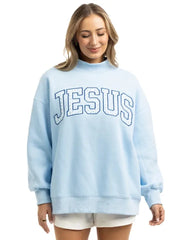Katydid Women's Jesus Mockneck Sweatshirt - Light Blue