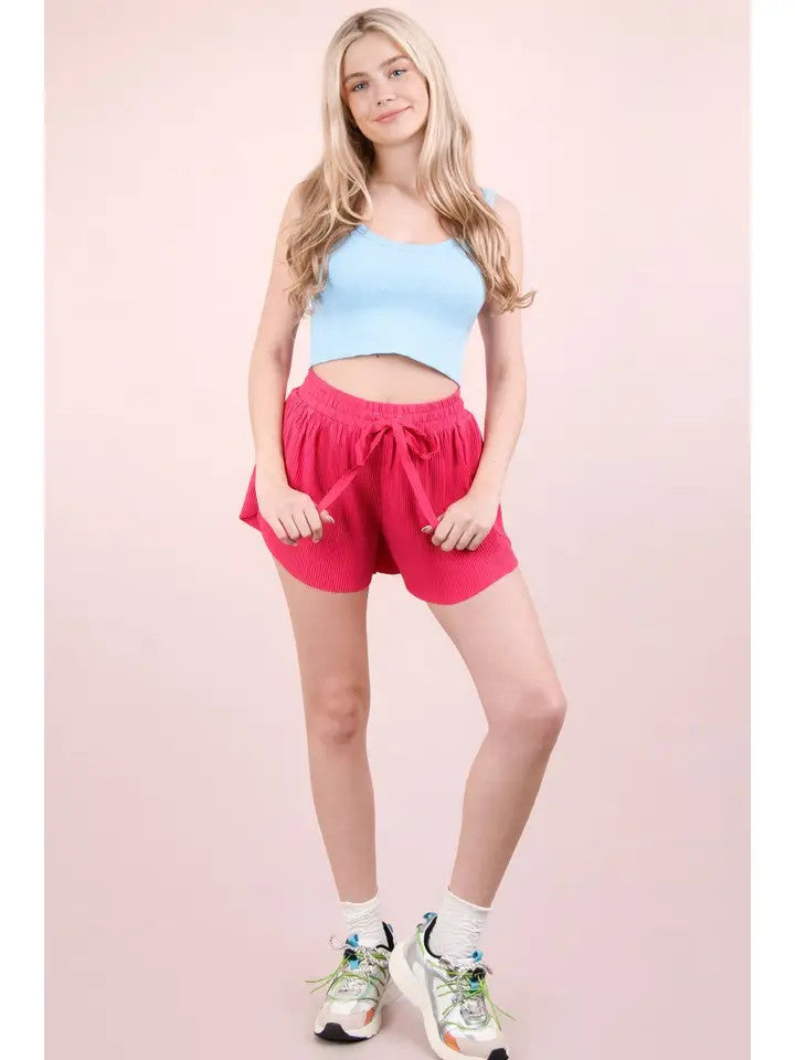 Very J Women's Pleated Comfy Shorts - Pink