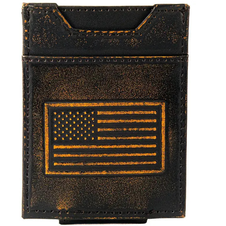 Zep-Pro American Flag Burnished Leather Magnetic Front Pocket Wallet