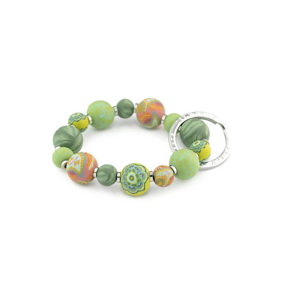 Jilzarah Green Fern Small Bead Wrist Keychain