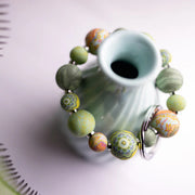 Jilzarah Green Fern Small Bead Wrist Keychain