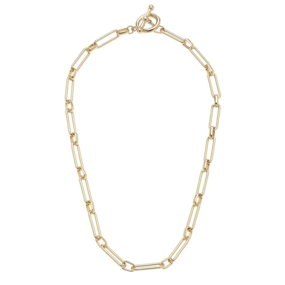 Canvas Allana Paper Clip Chain Toggle Necklace in Shiny Gold