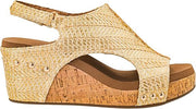 Corkys Women's Carley Wedge Sandal - Light Gold Raffia