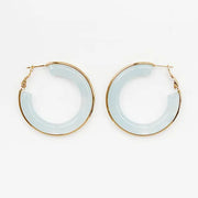 What's Hot Natural Blue Acrylic Hoop with Gold Accent Earring