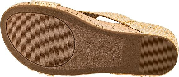 Corkys Women's Carley Wedge Sandal - Light Gold Raffia