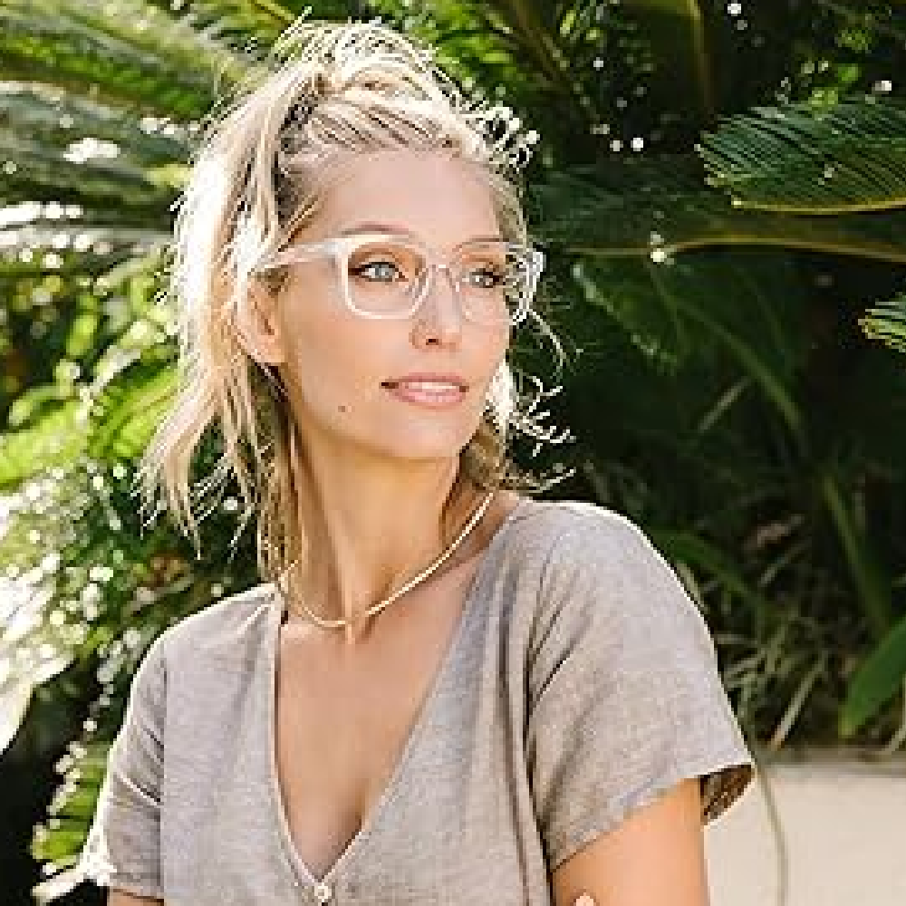 Peepers To the Max OverSized Square Blue‑Light Reading Glasses – Clear