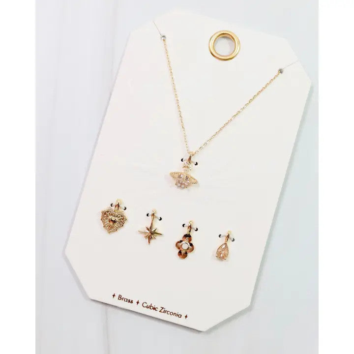 Caroline Hill Star and Heart Charm Necklace Set Gold