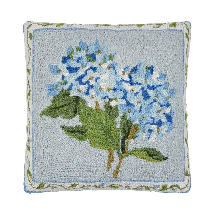 Peking Handicraft Blue Hydrangea Hook Pillow