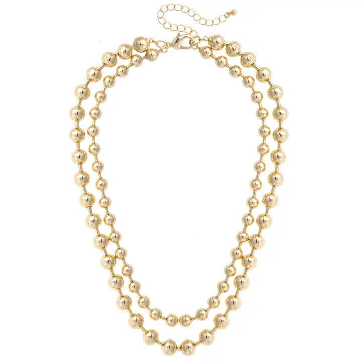 Canvas Macie Layered Ball Bead Necklace - Shiny Gold
