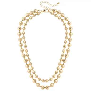 Canvas Macie Layered Ball Bead Necklace - Shiny Gold