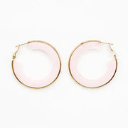 What's Hot Natural Pink Acrylic Hoop with Gold Accent Earring