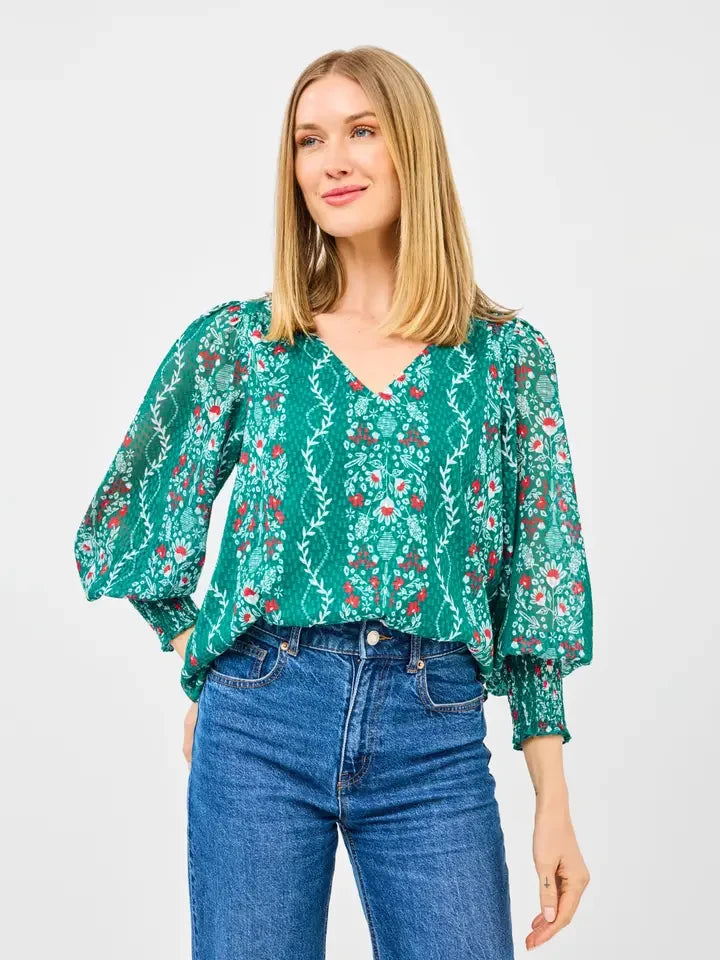 Mary Square Women's Anastasia Top - Ivy Lane Green