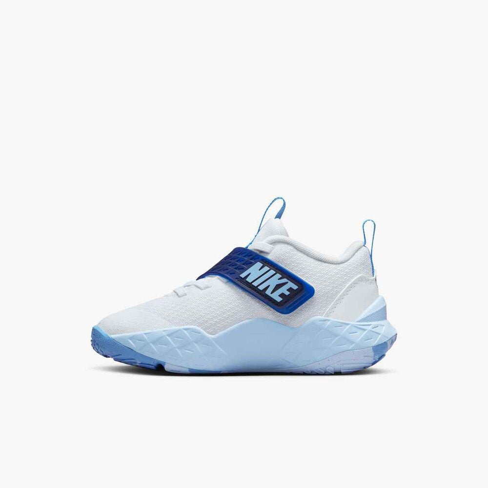 Nike Team Hustle D 12 Kids' Basketball Shoes - White/University Blue/Psychic Blue