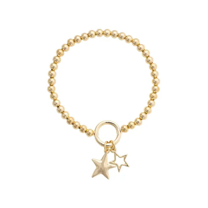 Canvas Loretta Star Charm Ball Bead Bracelet - Shiny Gold