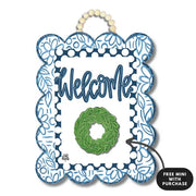 DK Designs Blue and White Scallop Door Hanger w/ Mini
