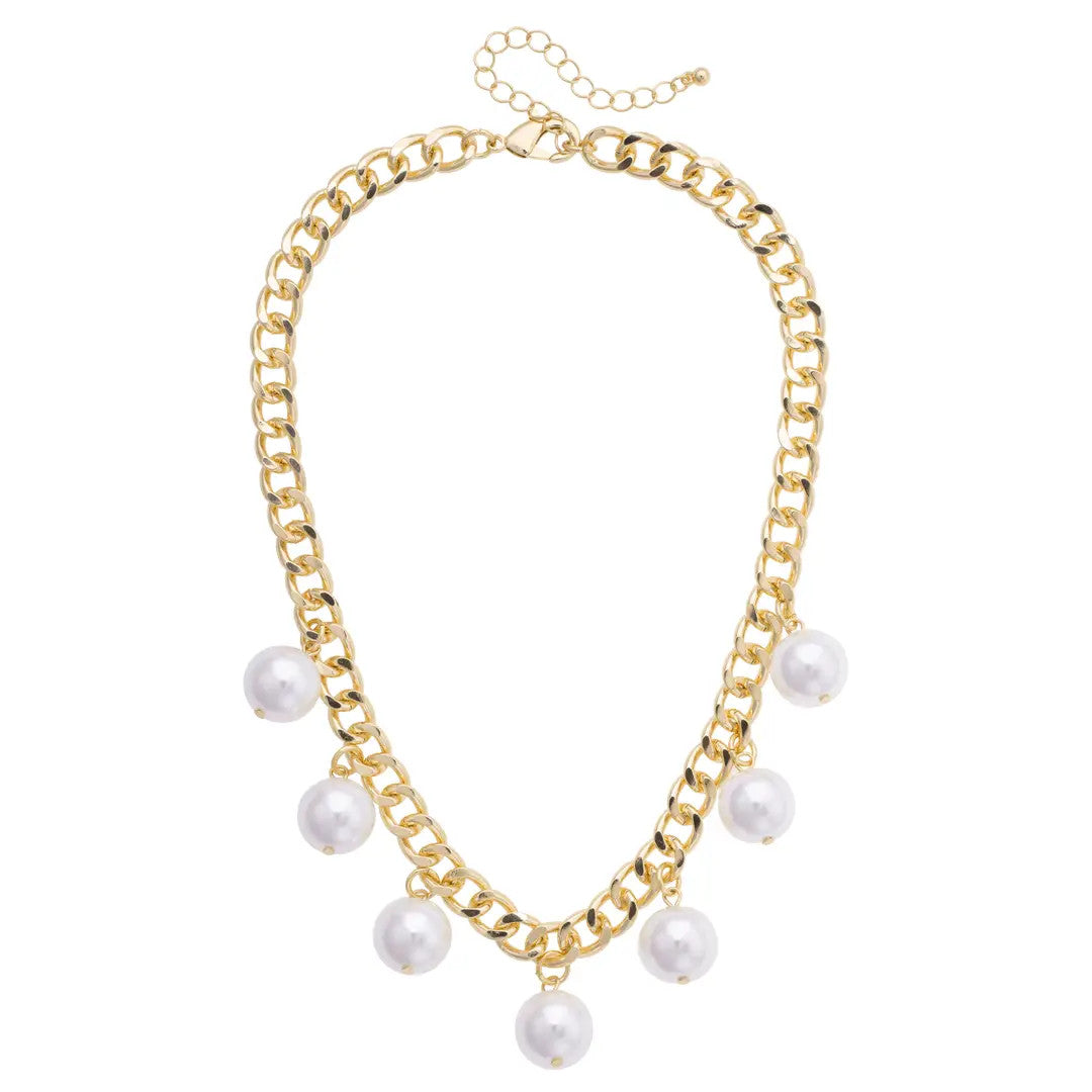 Canvas Maribel Pearl Statement Chain Necklace - Shiny Gold