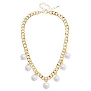 Canvas Maribel Pearl Statement Chain Necklace - Shiny Gold