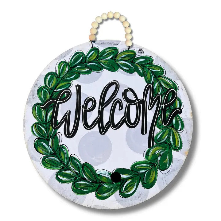 DK Designs Gray "Welcome" Wreath Hanger + Mini