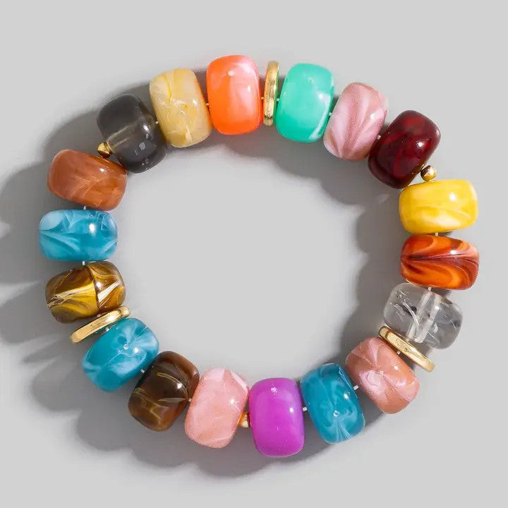 The Looks by Fame Multi Color Resin Beads Stretch Bracelet