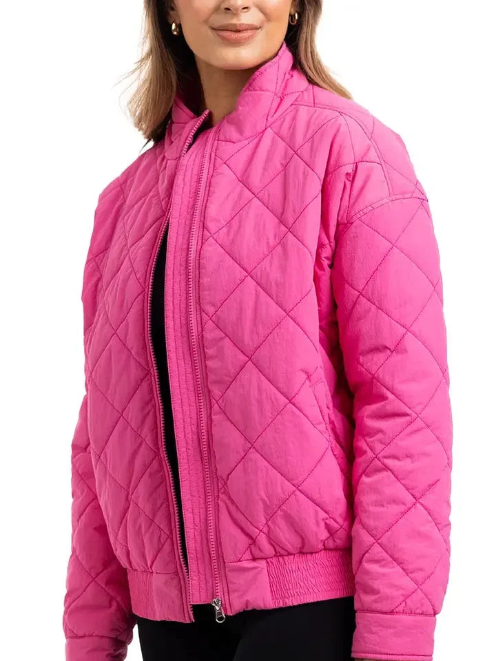 Katydid Women's Diamond Quilted Jacket - Hot Pink