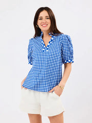 Mary Square Women's Tricia Top - Gingham Mix Navy