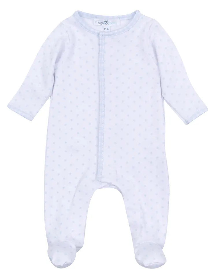 Magnolia Baby Gingham Dots Footie - Blue
