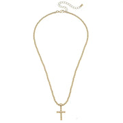 Canvas Poppy Beaded Cross Necklace in Shiny Gold