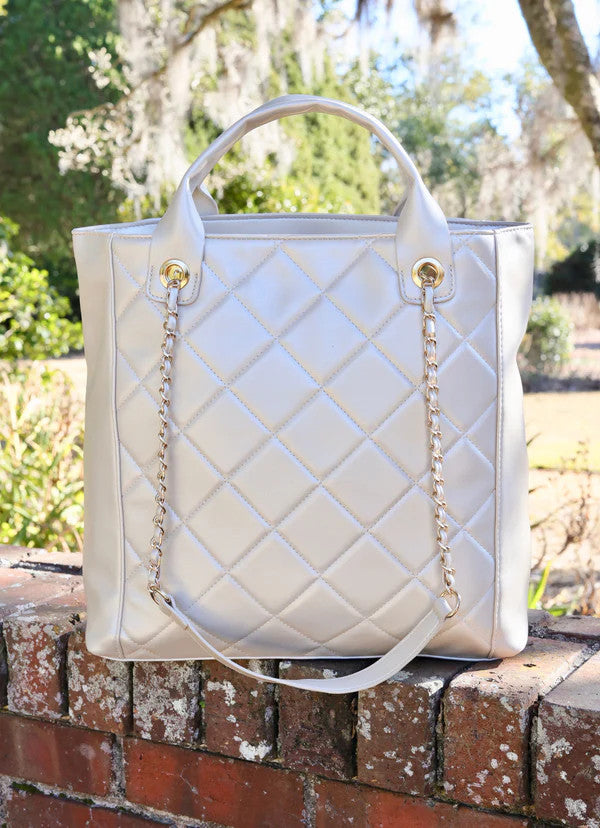 Caroline Hill Kinzley Tote - Pearl Quilted LD